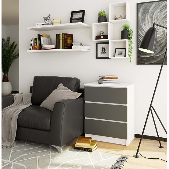 KOMODA K60 3SZ CLP BIELA / ŠEDÁ