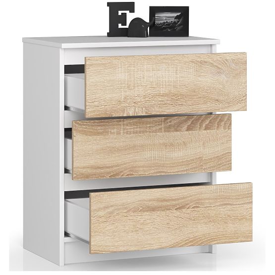 KOMODA K60 3SZ CLP BIELA / SONOMA