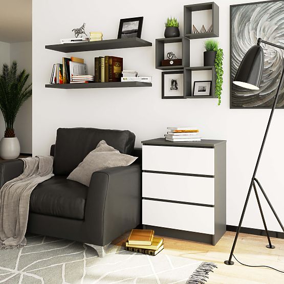 KOMODA K60 3SZ CLP GRAFITOVÁ ŠEDÁ / BIELA