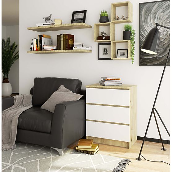 KOMODA K60 3SZ CLP PK DUB ARTISAN / BIELA