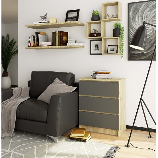 KOMODA K60 3SZ CLP PK DUB ARTISAN / ŠEDÁ