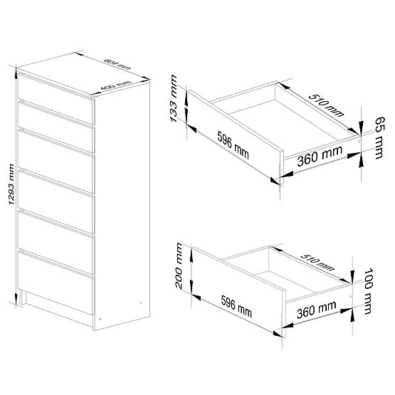 KOMODA K60 6SZ CLP PK DUB ARTISAN / ŠEDÁ