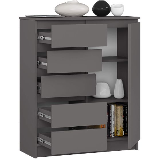 KOMODA K80 1D 5SZ PK GRAFITOVÁ ŠEDÁ