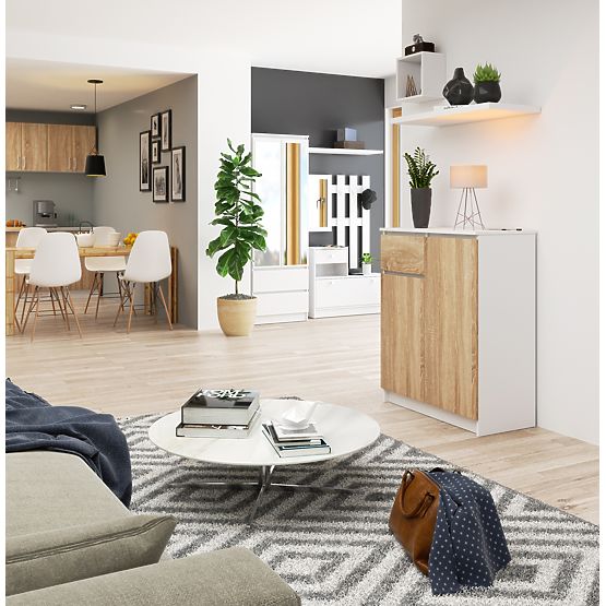 KOMODA K80 2D 1SZ CLP PK BIELA / DUB SONOMA