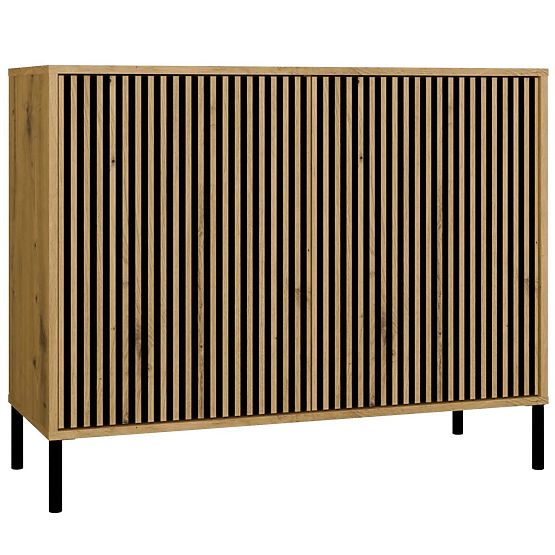Komoda KAMARO 2D SLIM DUB ARTISAN Lamelový Predný Ryhovaný
