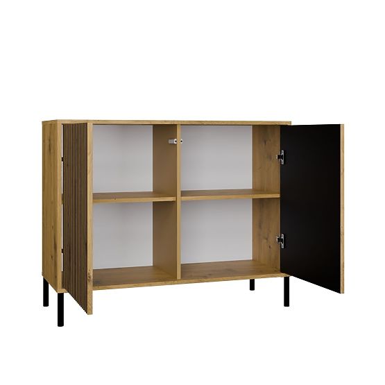 Komoda KAMARO 2D SLIM DUB ARTISAN Lamelový Predný Ryhovaný