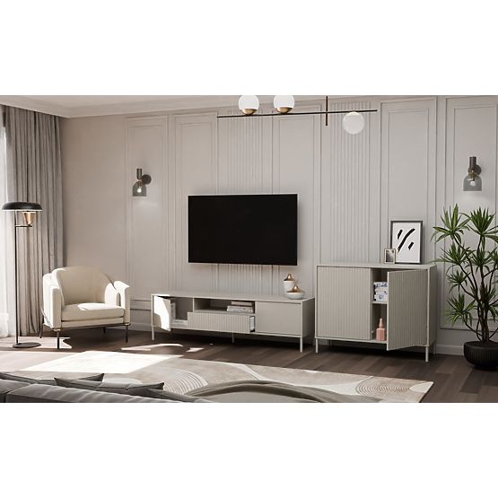 Komoda KAMARO 2D SLIM KAŠMÍR Lamelový Čelný Panel