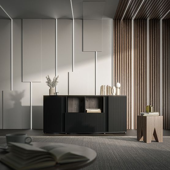 Komoda MICHELLE čierna/dub viking