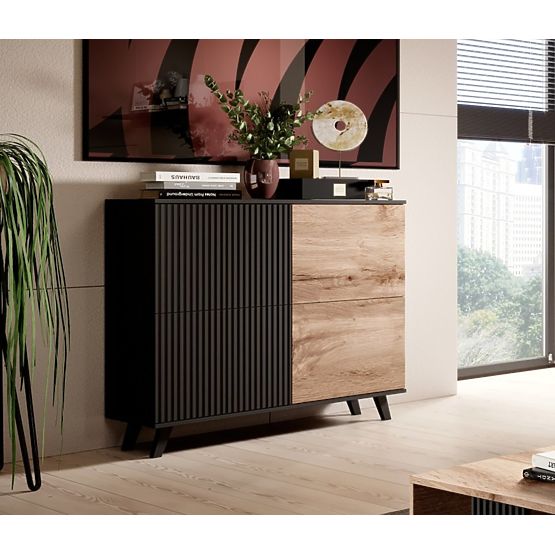 Komoda RANDOM KM-2 - Dub Wotan/Čierna