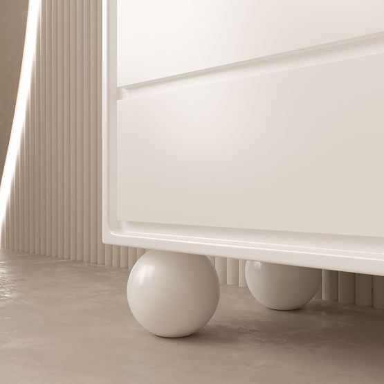 Komoda so zásuvkami Lauria 130 cm, biela, zaoblená, nožičky guľôčky