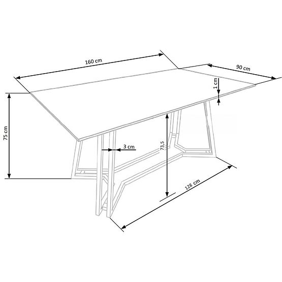 KONAMI stôl, doska - čierny mramor, nohy - zlaté (2p=1ks)