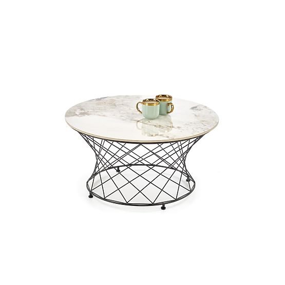 Konferenčný stolík ALESSIA, béžový mramor / čierny (2p=1ks)