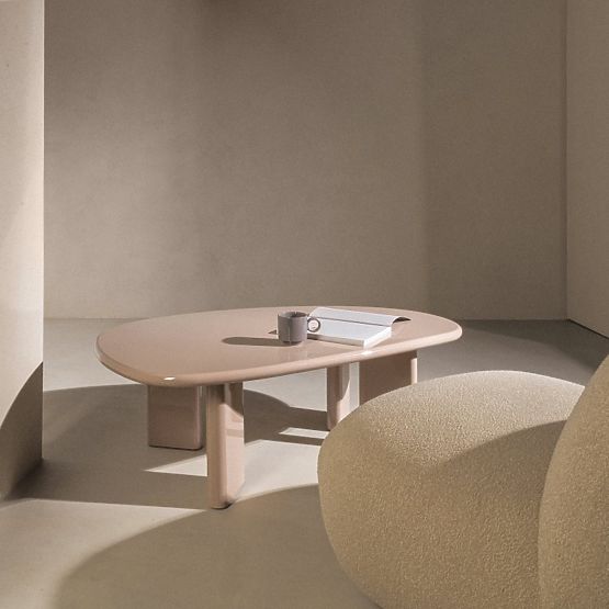 Konferenčný stolík Cameron 130 cm, nude, lesklý