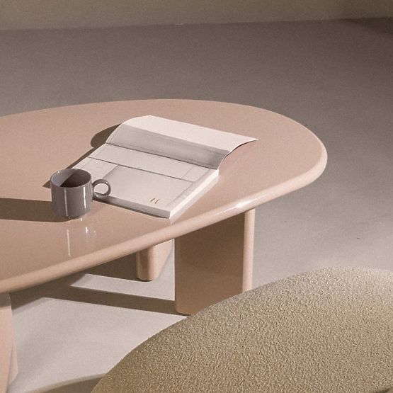 Konferenčný stolík Cameron 130 cm, nude, lesklý