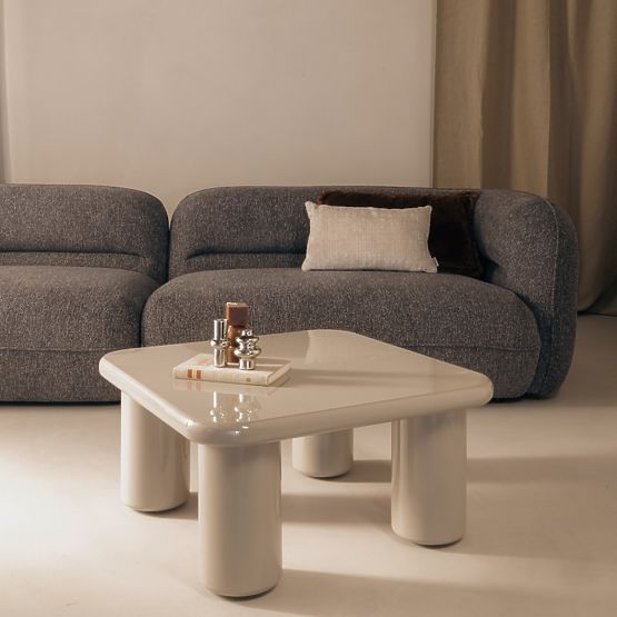 Konferenčný stolík Cherry 70 cm, tmavo béžový, lesklý