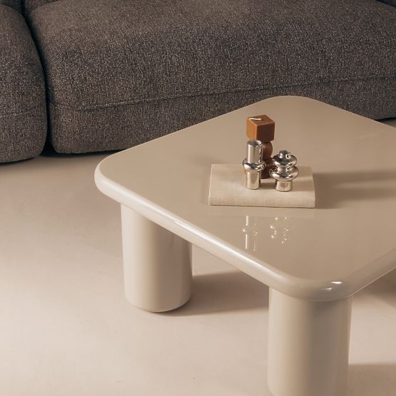 Konferenčný stolík Cherry 70 cm, tmavo béžový, lesklý