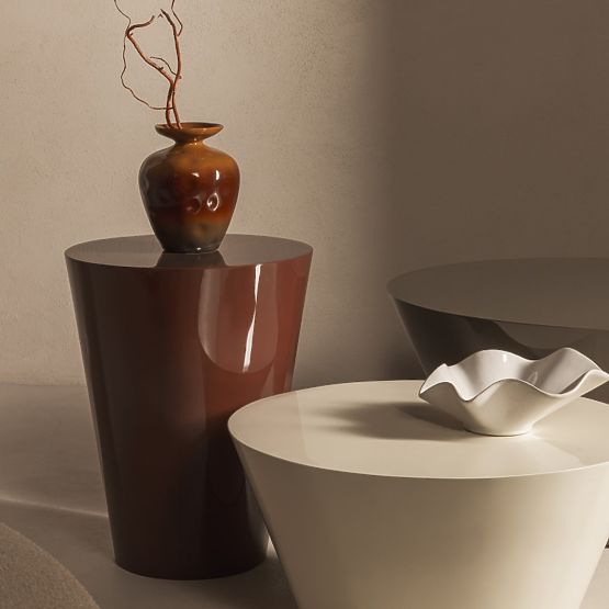 Konferenčný stolík Eclipso, 60 cm, krémovo biely, lesklý