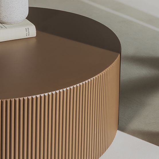 Konferenčný stolík Ermanno, 90 cm, mocha, ryhovaný