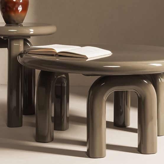 Konferenčný stolík Flambe 80 cm, zelený/sivý, lesklý