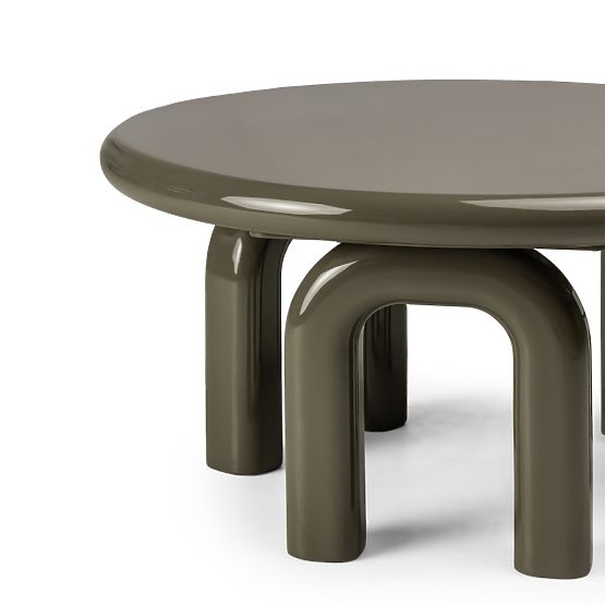 Konferenčný stolík Flambe 80 cm, zelený/sivý, lesklý