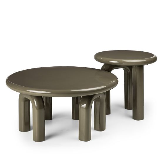 Konferenčný stolík Flambe 80 cm, zelený/sivý, lesklý