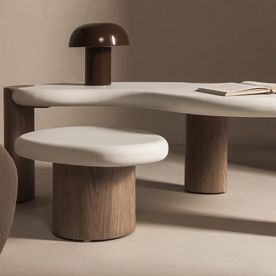 Konferenčný stolík Floe 125 cm, biely/orech