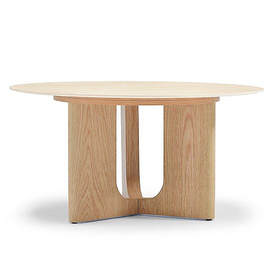 Konferenčný stolík Klimt 90 cm, okrúhly, travertín/dub