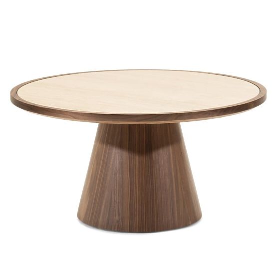 Konferenčný stolík Kyoto 80 cm, okrúhly, travertín/orech