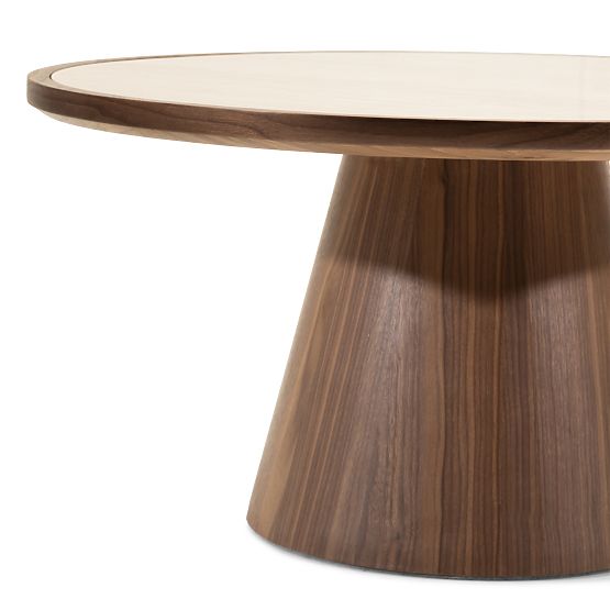 Konferenčný stolík Kyoto 80 cm, okrúhly, travertín/orech