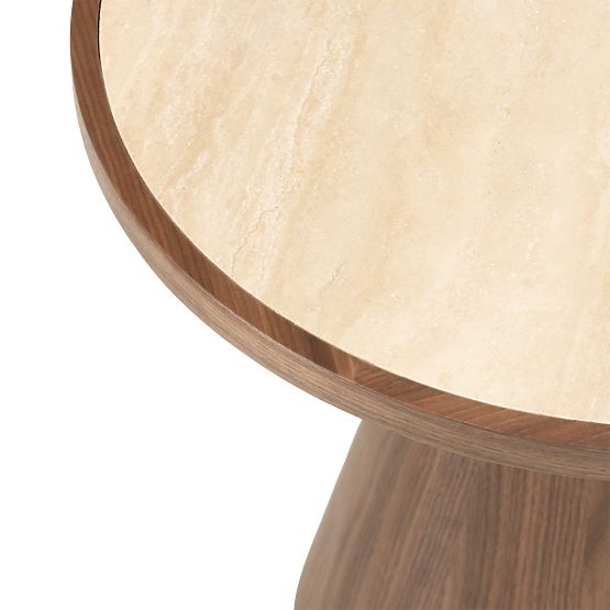 Konferenčný stolík Kyoto 80 cm, okrúhly, travertín/orech
