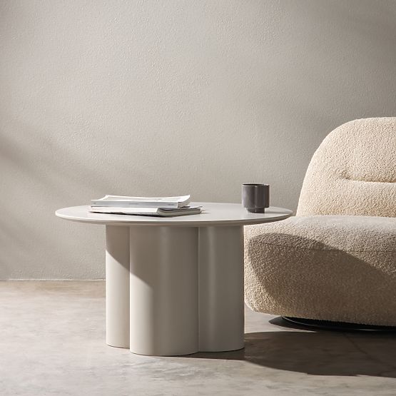 Konferenčný stolík Lazaro 80 cm, okrúhly, šedobéžový