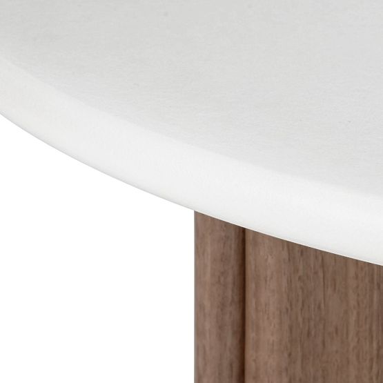 Konferenčný stolík Marlo 80 cm, krémovo biely/orech, mikrocement