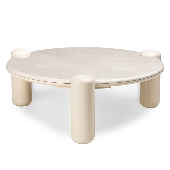 Konferenčný stolík Noemi 86 cm, svetlo béžový/mramor, lesklý