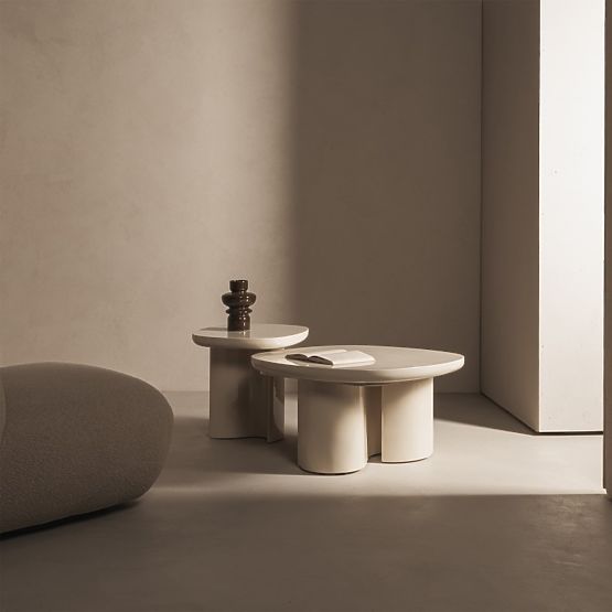 Konferenčný stolík Puro 80 cm, svetlo béžový, lesklý