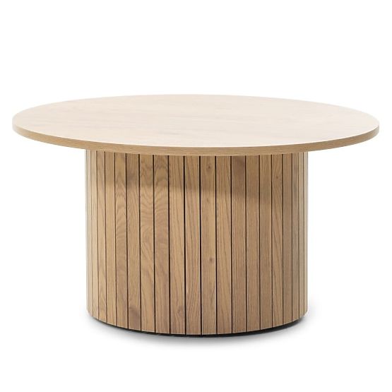Konferenčný stolík Remigio 80 cm, okrúhly s lamelami, dub