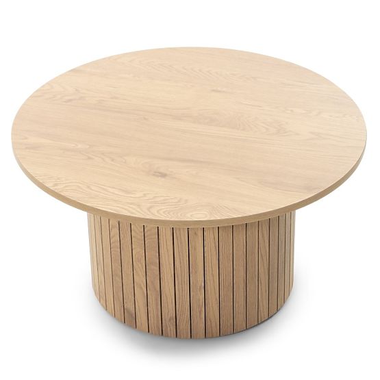 Konferenčný stolík Remigio 80 cm, okrúhly s lamelami, dub