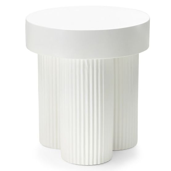 Konferenčný stolík Salerno 45 cm, okrúhly, biely, s drážkovaním