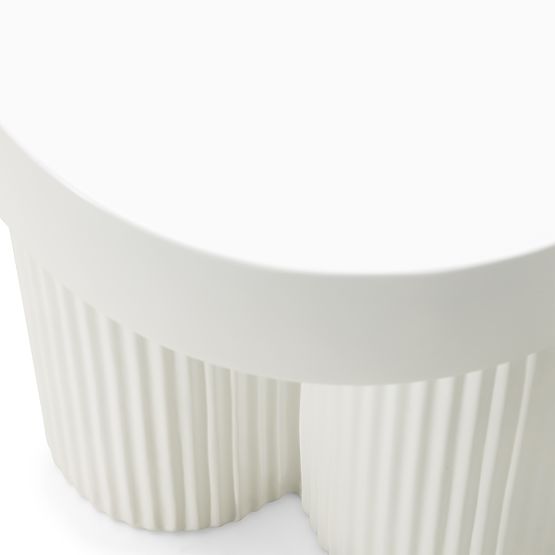 Konferenčný stolík Salerno 45 cm, okrúhly, biely, s drážkovaním