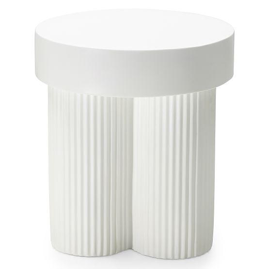 Konferenčný stolík Salerno 45 cm, okrúhly, biely, s drážkovaním