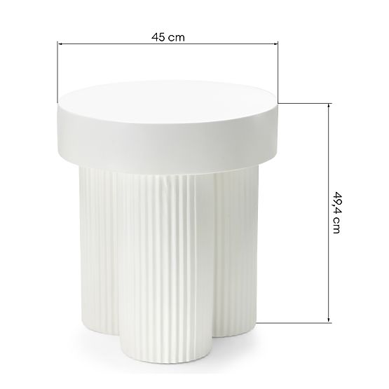 Konferenčný stolík Salerno 45 cm, okrúhly, biely, s drážkovaním