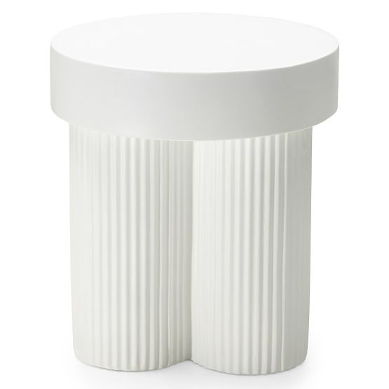 Konferenčný stolík Salerno 45 cm, okrúhly, biely, s drážkovaním