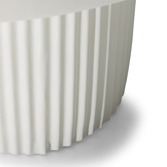 Konferenčný stolík Salerno 70 cm, okrúhly, biely, ryhovaný