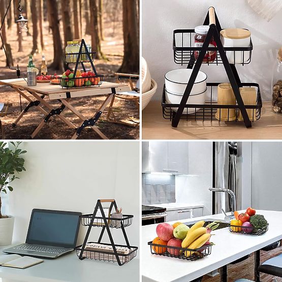 Kôš na ovocie PULOS 2 úrovne čierny