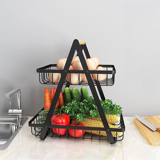 Kôš na ovocie PULOS 2 úrovne čierny