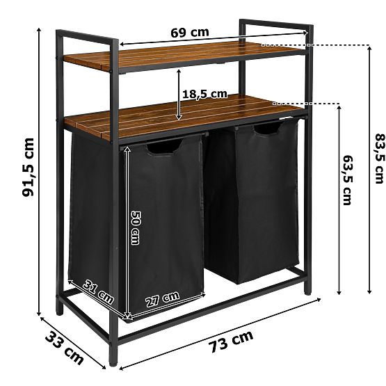 Kôš na prádlo s policami 2 komory MIRUN