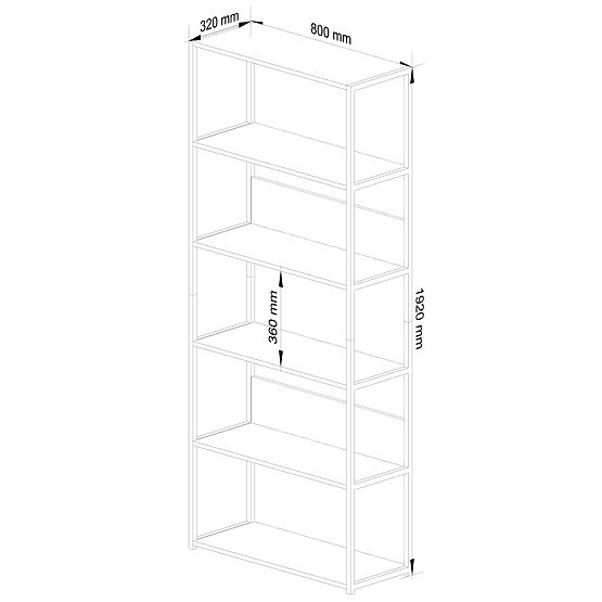 Kovový loftový regál 80 cm - čierny-dub sonoma - 6 políc