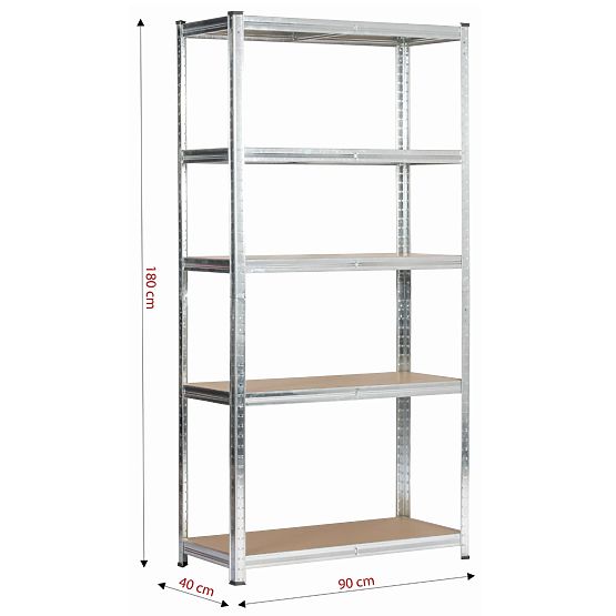 KOVOVÝ REGÁL 90x40x180 STRIEBORNÝ