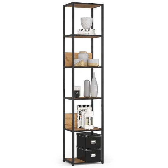 KOVOVÝ REGÁL LOFT 400 ČIERNY/DUB CRAFT