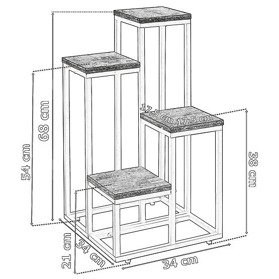 Kovový stojan na kvety MOGREN biely mramor