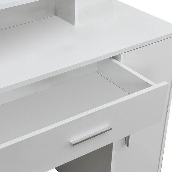 Kozmetický toaletný stolík s moderným bielym zrkadlom ModernHome